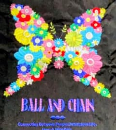 お値下げしました！BALL AND CHAIN 蝶の刺繍　エコバッグ Mブラックのサムネイル
