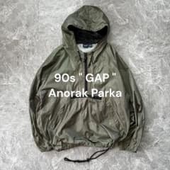 90s OLD GAP アノラックパーカーオリーブ ドローコード 古着 Lカーキ