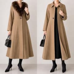 美品 FOXEY ダズルフェイス カシミヤ ロングリバーコート フォックス
