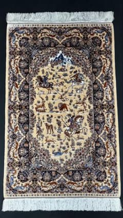 高級ペルシャ 絨毯 イラン クム産 シルク 約120万ノット 76×117cm