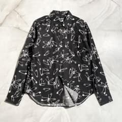 A19331 美品 ブラックコムデギャルソン 安全ピン総柄シャツ 黒S - メルカリ