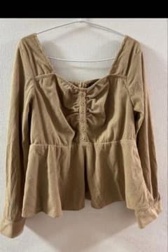 SHEIN ベージュ ストライプ ペプラムトップス 0XL 大きいサイズ