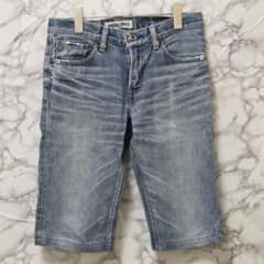 Levi's 502 クラシックデニム ハーフパンツ29 革パッチ ヒゲ加工 青