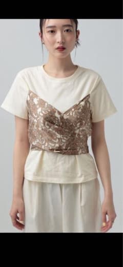 LEPSIM 新品未使用 ペイズリー柄ビスチェ付き半袖Tシャツのサムネイル