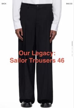 【タグ付】OUR LEGACY Sailor Trouser Black 46 タグ付】OUR LEGACY Sailor Trouser Black 46 - メルカリ