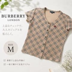バーバリーロンドン ノバチェック 半袖 カーディガン M ホースロゴ刺繍