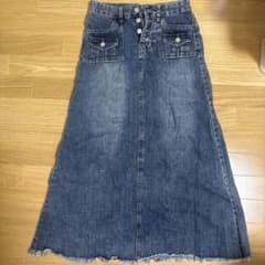 デニム ロングスカート フロントボタン Lサイズのサムネイル