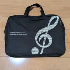 音楽柄 レッスンバッグ 楽譜柄 ブラックのサムネイル