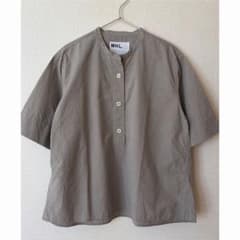 MHL マーガレットハウエル ノーカラー 半袖シャツ オーバーサイズ