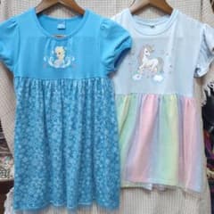 Disney 엘사 유니콘 반소매 원피스 2장 세트 120cm