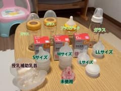 Pigeon 哺乳瓶セット 1, 3, 6サイズ 授乳用補助乳首のサムネイル