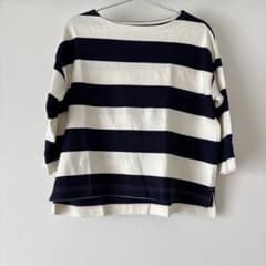 無印良品　太ボーダー七分袖Tシャツ Mのサムネイル