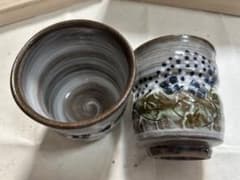 陶器 湯飲み 2客セット 紫陽花柄　現川焼　土龍釜のサムネイル