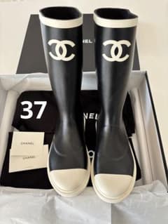 入手困難 シャネル CHANEL ロングブーツ レインブーツ 長靴 37 - メルカリ
