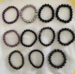 天然石 パワーストーン ブレスレット まとめ売り 11本黒と紫セットのサムネイル