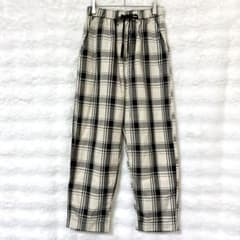 WEGO Check Casual Pants, Elastic Waistband, Black/Beige, Size M