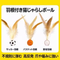 猫用 羽根付き弾力ボール猫じゃらし おもちゃ3種類6個 - 4