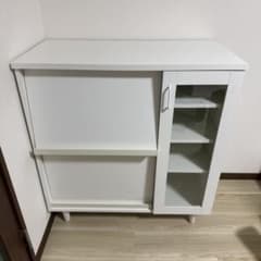 キッチン収納　北欧　フラップ付きキャビネット食器棚のサムネイル