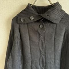 Carol Rose Knit Big Collar Cable Knit Top, Size S, Black, Acrylic, Perfect for Outings