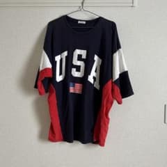 USA プリント 半袖 Tシャツ ネイビーのサムネイル