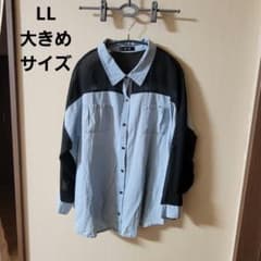 レディース ライトブルー 長袖シャツ LL薄手 大きいサイズ LL