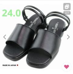 【新品】24.0 LUCIANO VALENTINO ブラック サンダルのサムネイル