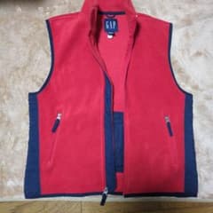 GAP フリース ジップアップ ベスト バックポケット 赤のサムネイル