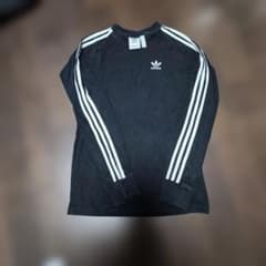 ⭐*︎様 adidas 長袖カットソー 黒 ストライプのサムネイル