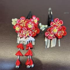 七五三 髪飾り つまみ細工 パッチン留め 2点セットのサムネイル