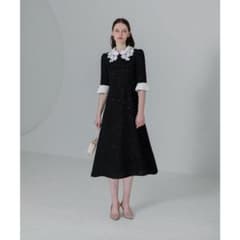 美品＊Leja 花柄レースカラースパンコール刺繍Aラインフレアドレス