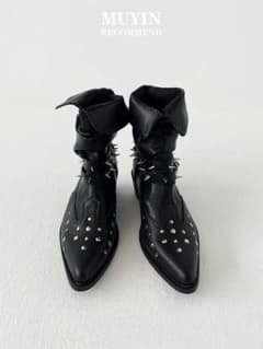 レザーハーネス ヒールブーツ 厚底 Opium カーティ y2k Rivet Strap Heel Boots ブーツ Opium - メルカリ