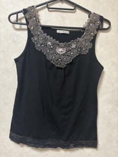axes femme タンクトップ 黒 レース装飾のサムネイル