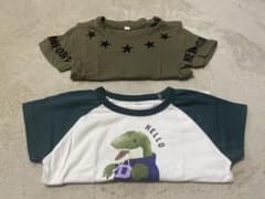 キッズ 半袖Tシャツ 2枚セット 恐竜 星柄　100cmのサムネイル