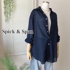 美品★ spick and Span コットンリネンルーズシャツ ブルーベース 新品 Spick & Span スピックアンドスパン コットンリネンルーズシャツ