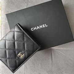未使用 CHANEL AP3178 二つ折り財布 ブラック キャビアスキン 黒のサムネイル