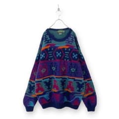 80s Vintage ハンドメイド セーター ニット ネイティブ フェアアイル