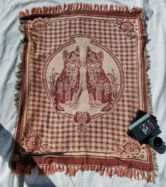 VINTAGE RUG CAT スローケット マルチカバー 猫柄のサムネイル