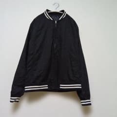 ★ノーブランド　ライン　スタジアムジャンパー　黒　М相当