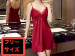 ❤️人気商品❤️ セクシー ベビードール 赤レース サテン キャミ フリーサイズのサムネイル