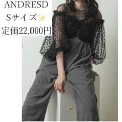 定価2.2万円✨️ANDRESD フロッキードットパンツドレス S グレー