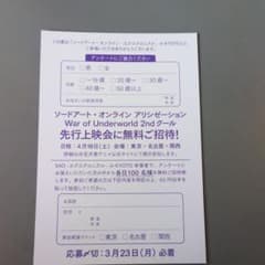 ソードアートオンライン先行上映会応募はがきのサムネイル