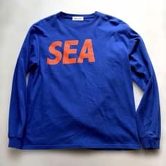 미품 WIND AND SEA 롱 슬리브 T 셔츠 블루 L