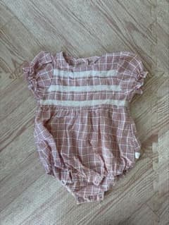 ピンクチェック柄 ロンパース 80cm 韓国服のサムネイル