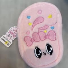 韓国ダイソー限定エスターバニー刺繍ポーチ ピンク 10x17x4cm