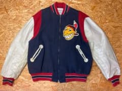 ミッチェル＆ネス 90s 1948 インディアンス 袖レザー スタジャン XXL 