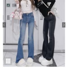 ハイウエストフレアデニムパンツ[cu498] グレイル GRL S ブルーのサムネイル