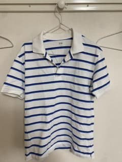UNIQLO M ホワイトブルーストライプ ポロシャツのサムネイル