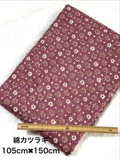 綿カツラギ生地　桃紫に小花のサムネイル