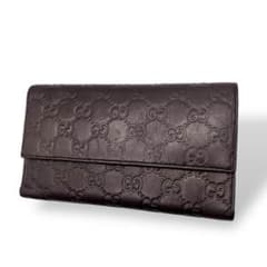 大人気】GUCCI グッチ シマレザー 長財布 GG ブラウン 良品 レザー 