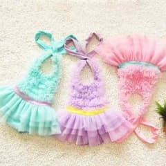 水色のL！レースフリル ベビー子供水着ドレス 温泉ミキハウス ジルスチュアートのサムネイル